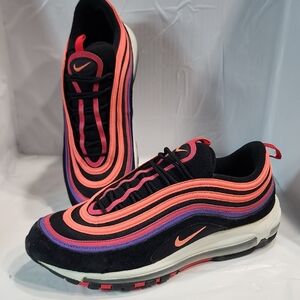 Nike Air Max 97’ Sunset Sneakers Men’s 12 Black Bright Mango Red